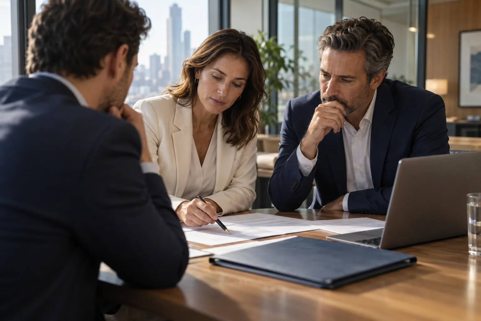 Illustrative insurance team reviewing a client submission together